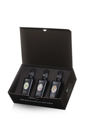 Trio box of aromatic condiments based on Italian EVO oil